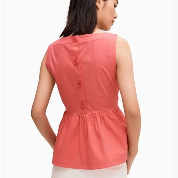 Womens Kate Spade Top Pink Peplum Button Back Sleeveless - Picture 6 of 6